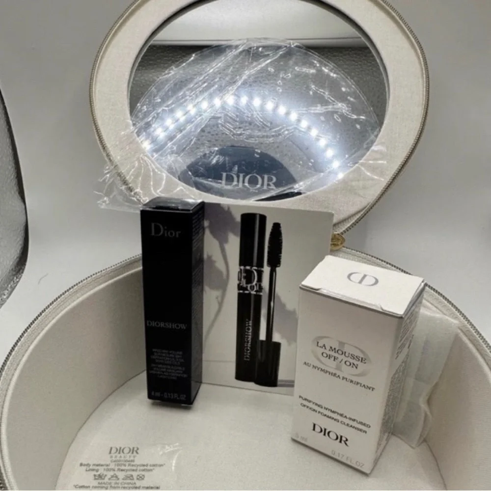 Dior Linen Pouch/Cosmetics Bag Round Box Gift Set